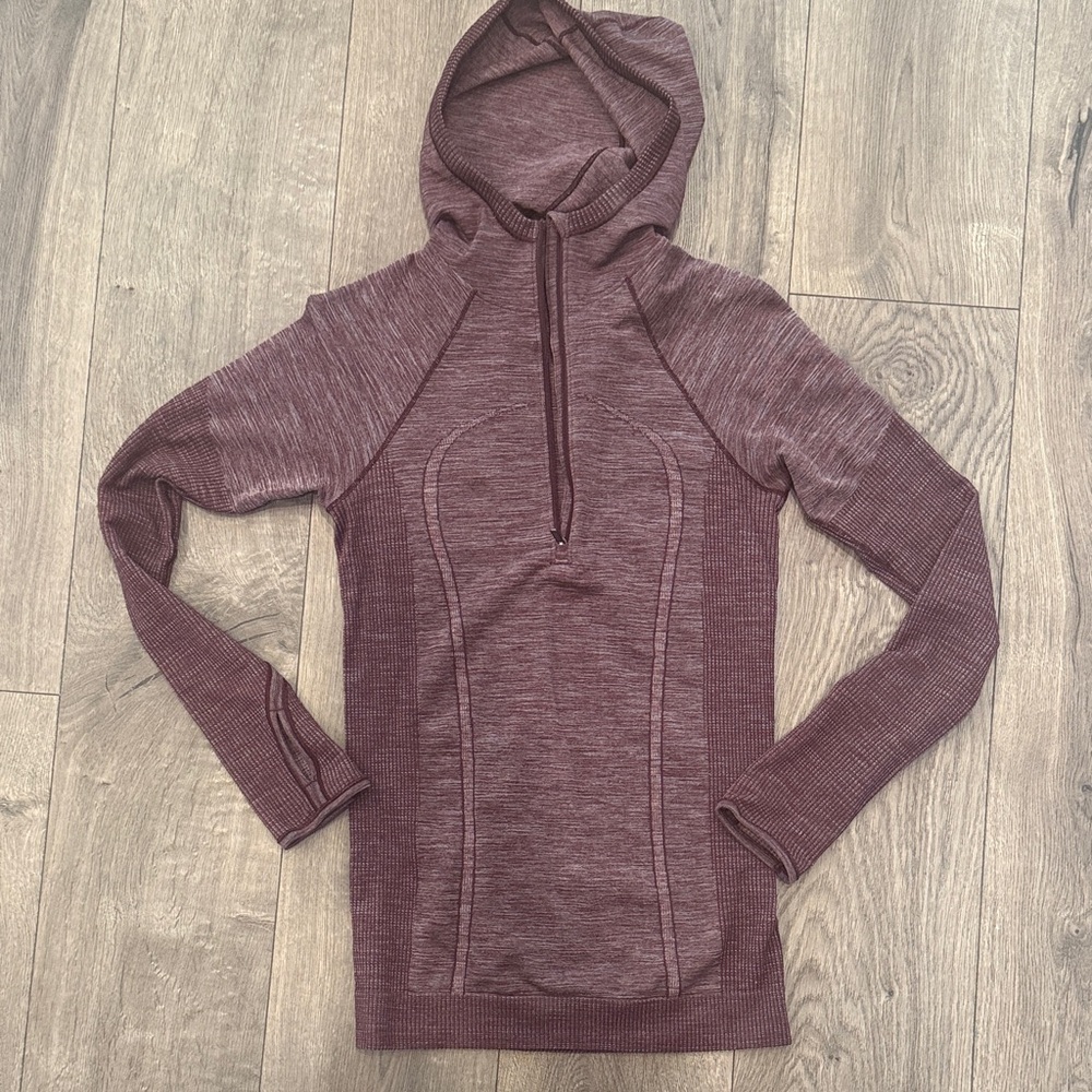 Lululemon Maroon Hooded half zip pullover size 6